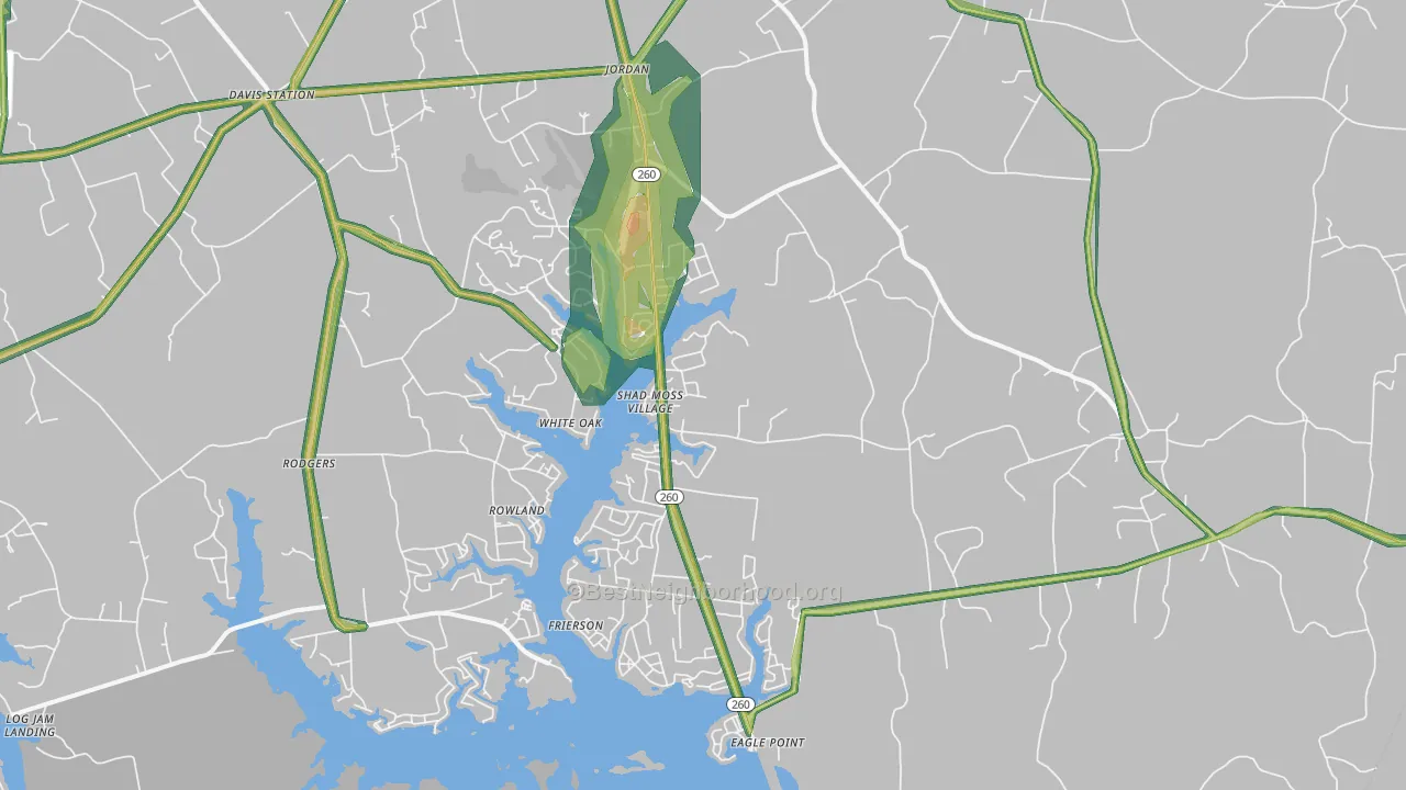 Jordan, SC Map of Noise Levels in Jordan