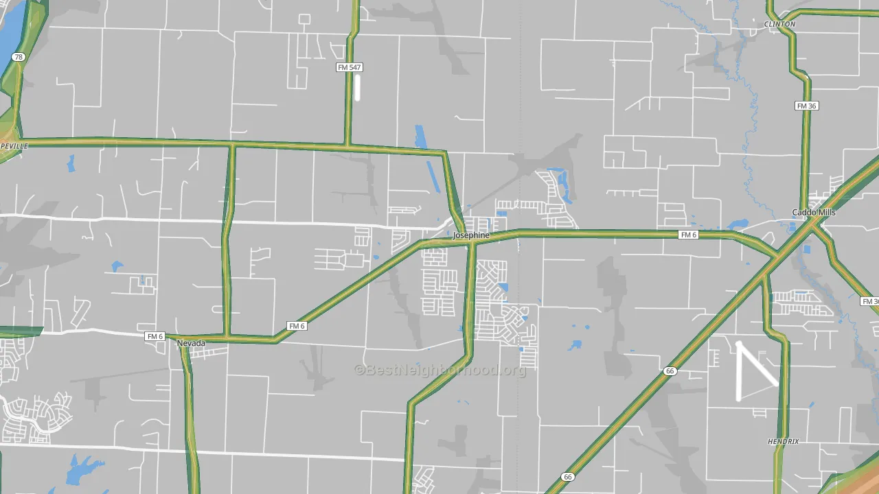 Josephine, TX Map of Noise Levels in Josephine