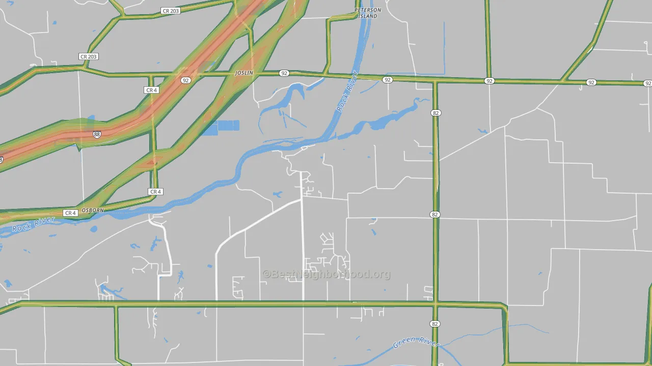 Joslin, IL Map of Noise Levels in Joslin