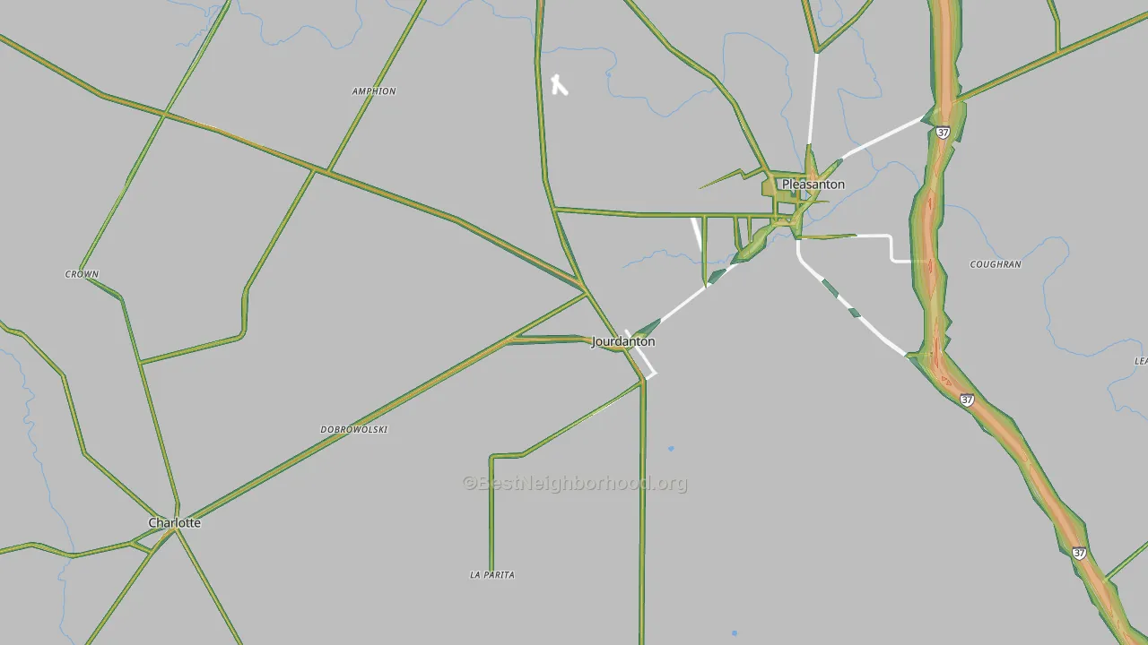 Jourdanton, TX Map of Noise Levels in Jourdanton