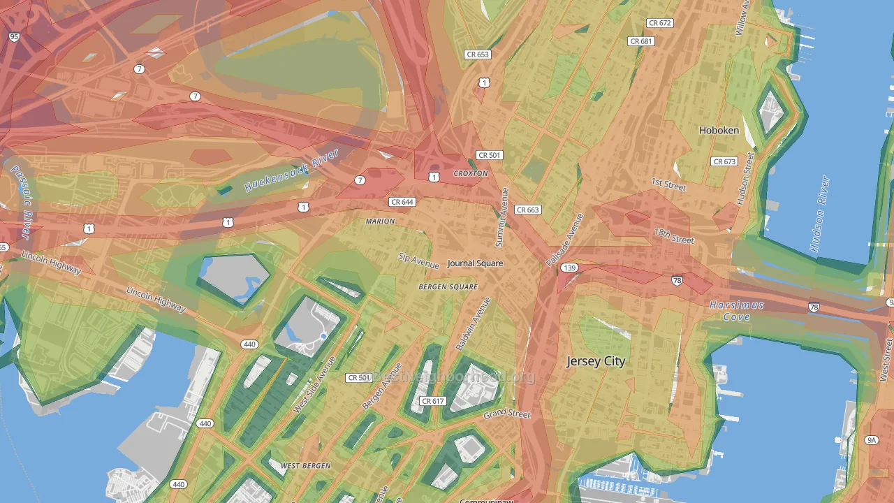 Journal Square, Jersey City, NJ Map of Noise Levels in Journal Square