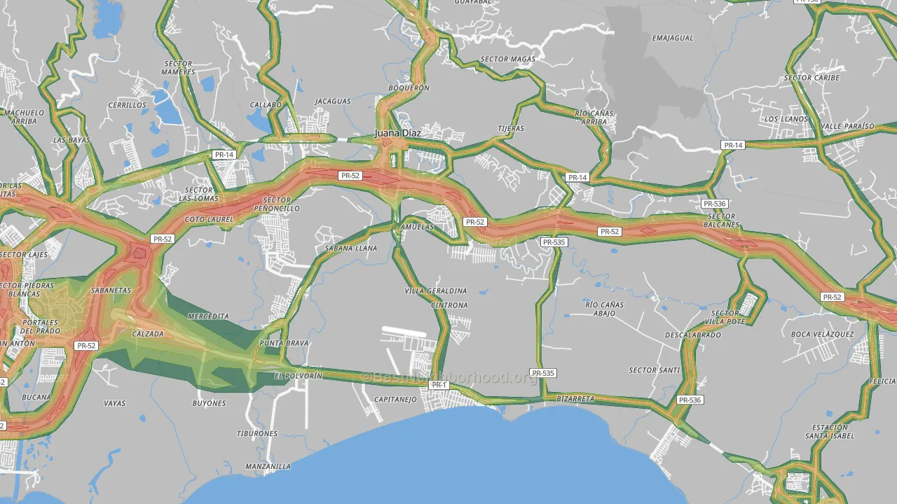 Juana Diaz, PR Map of Noise Levels in Juana Diaz