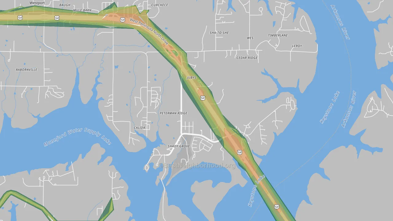 Jubys, OK Map of Noise Levels in Jubys