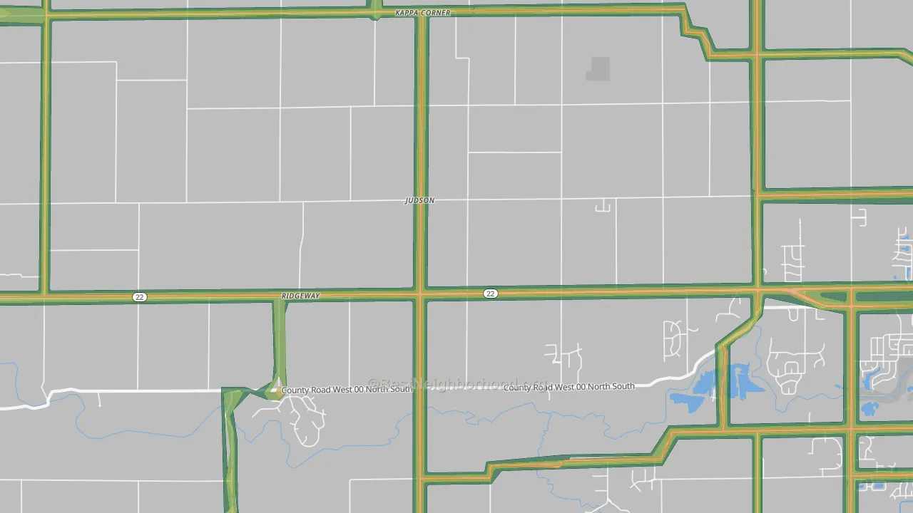 Judson, IN Map of Noise Levels in Judson