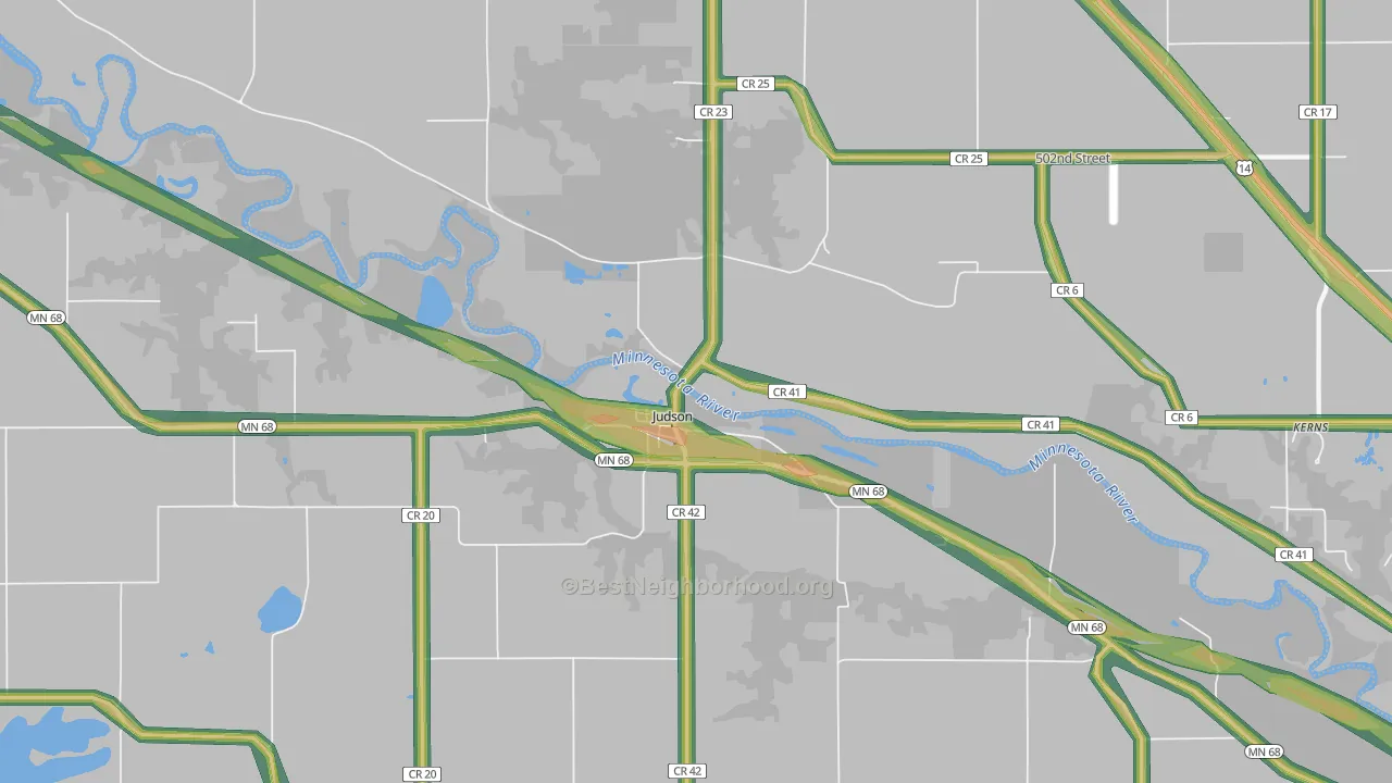 Judson, MN Map of Noise Levels in Judson