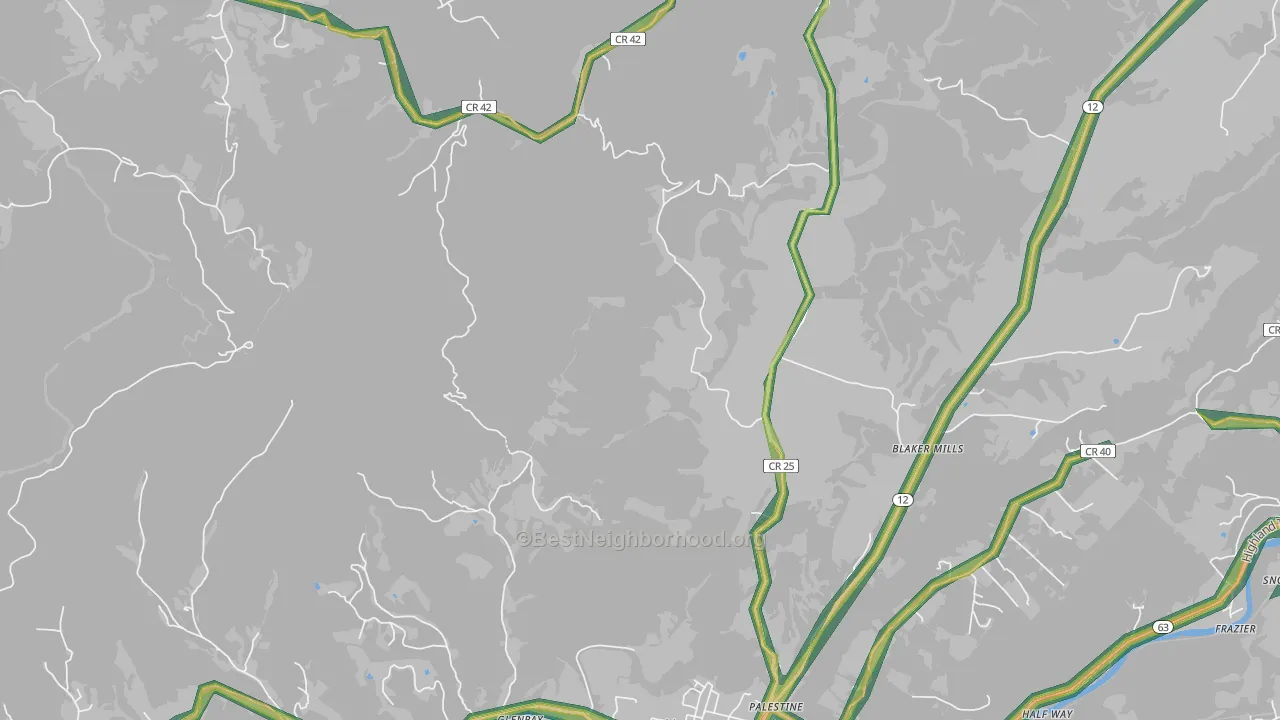 Judson, WV Map of Noise Levels in Judson