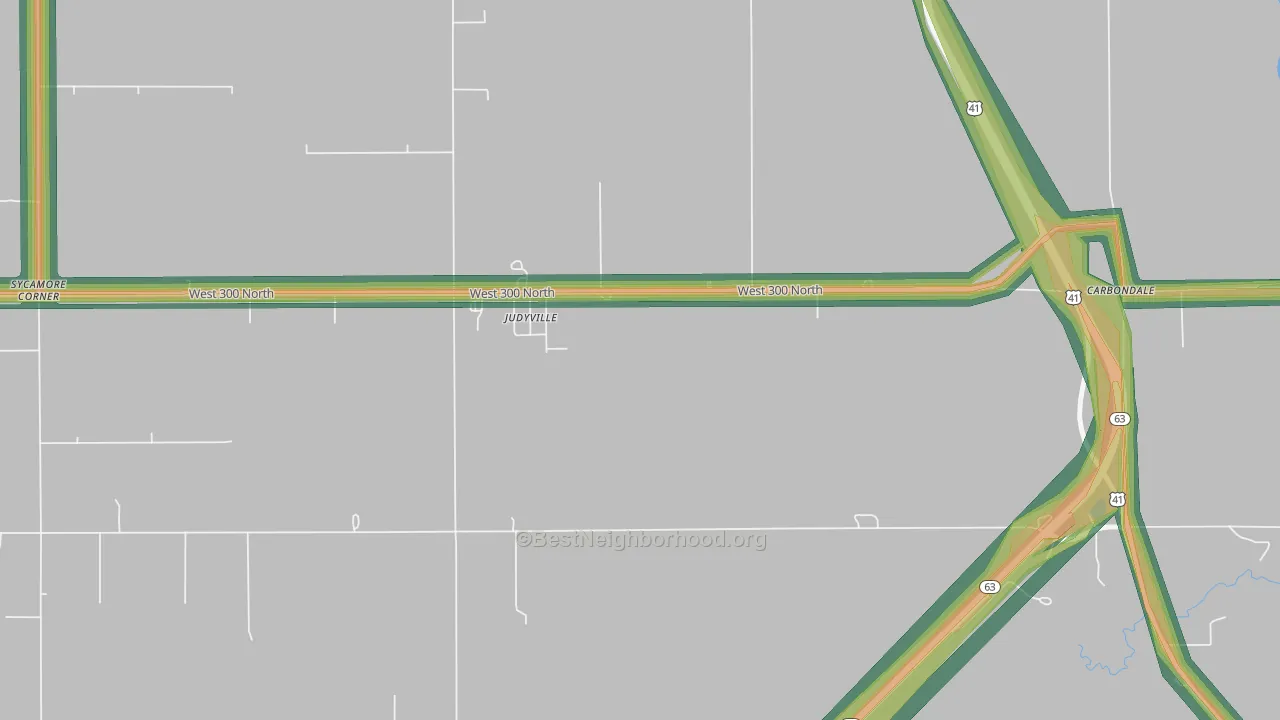 Judyville, IN Map of Noise Levels in Judyville