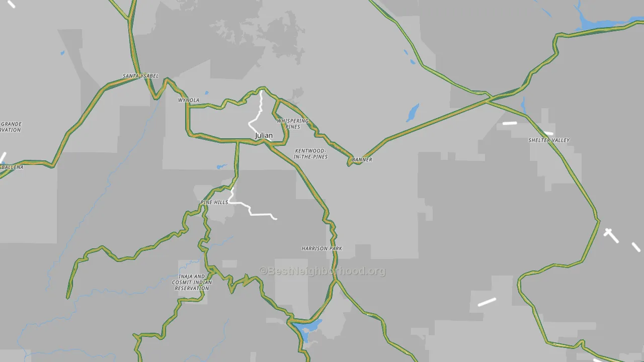 Julian, CA Map of Noise Levels in Julian