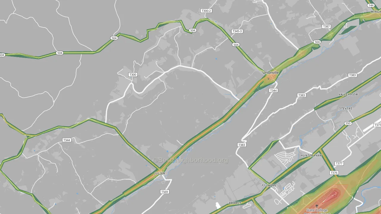 Julian, PA Map of Noise Levels in Julian