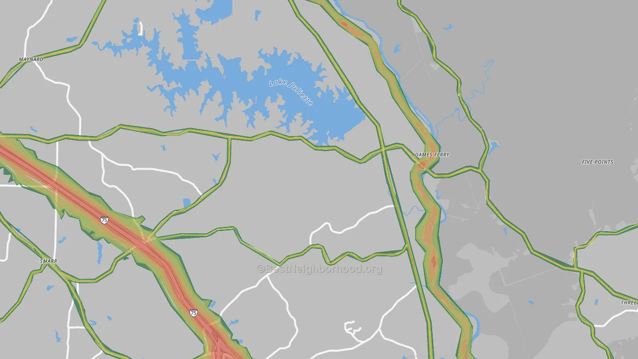 Juliette, GA Map of Noise Levels in Juliette