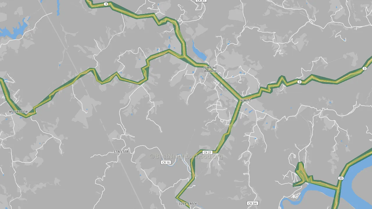Jumping Branch, WV Map of Noise Levels in Jumping Branch