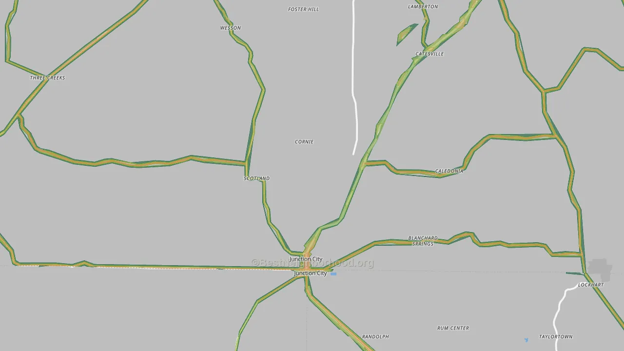 Junction City, AR Map of Noise Levels in Junction City