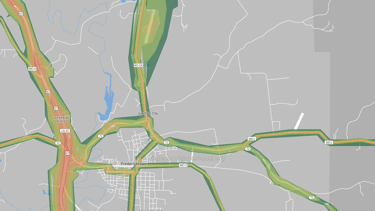 Junction City, MO Map of Noise Levels in Junction City