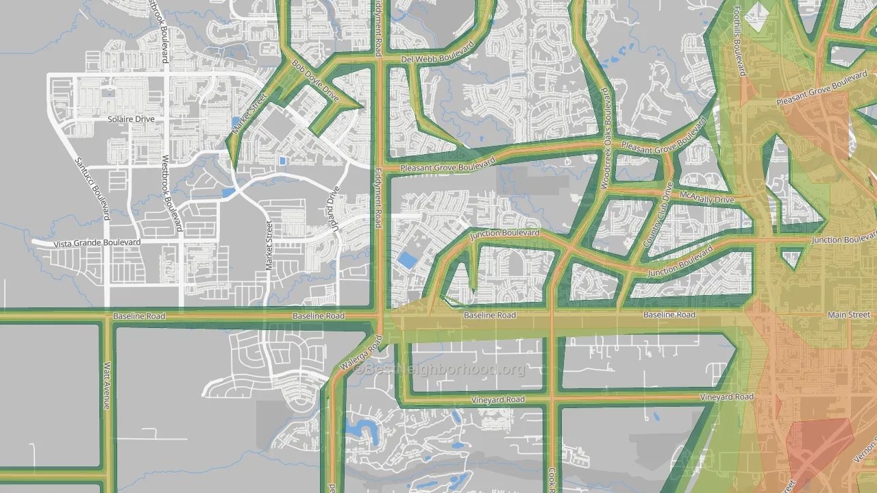 Junction West, Roseville, CA Map of Noise Levels in Junction West