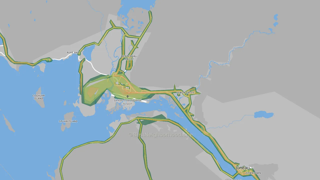 Juneau City and Borough, AK Map of Noise Levels in Juneau City and Borough
