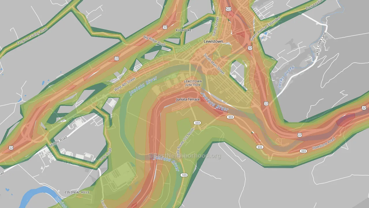 Juniata Terrace, PA Map of Noise Levels in Juniata Terrace