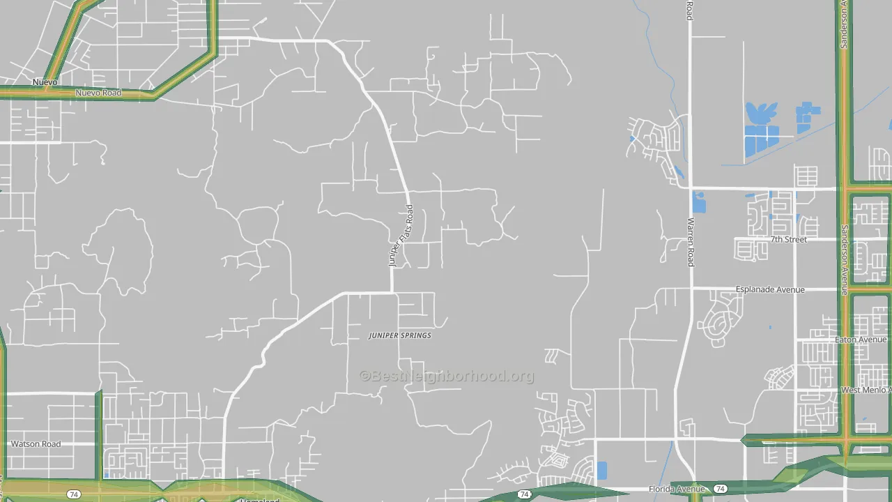 Juniper Springs, CA Map of Noise Levels in Juniper Springs