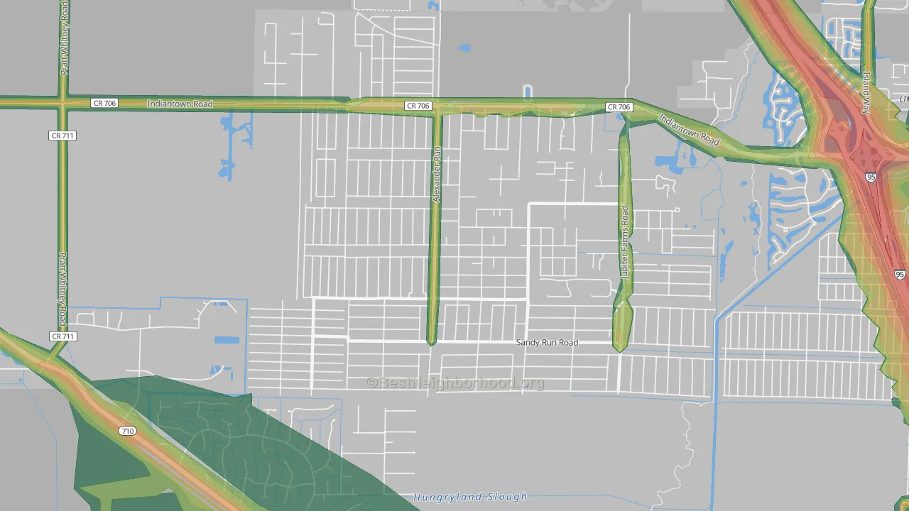Jupiter Farms, FL Map of Noise Levels in Jupiter Farms