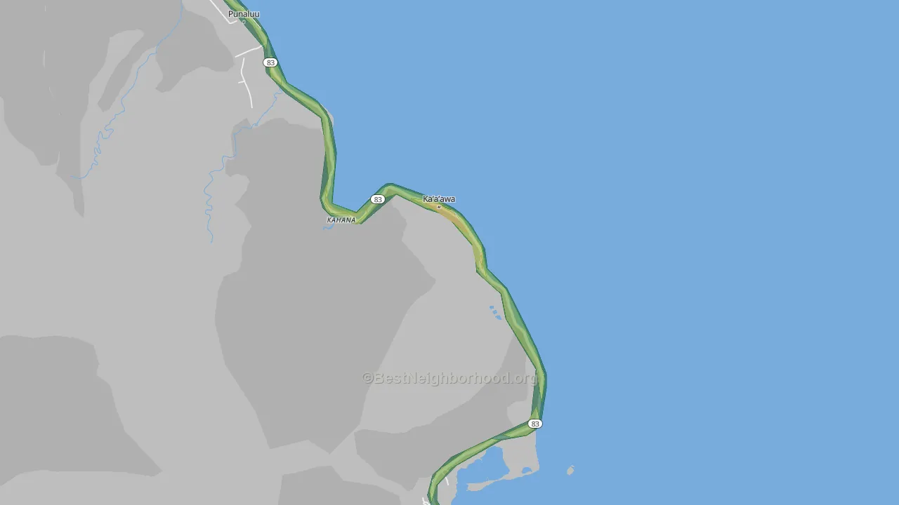 Kaaawa, HI Map of Noise Levels in Kaaawa