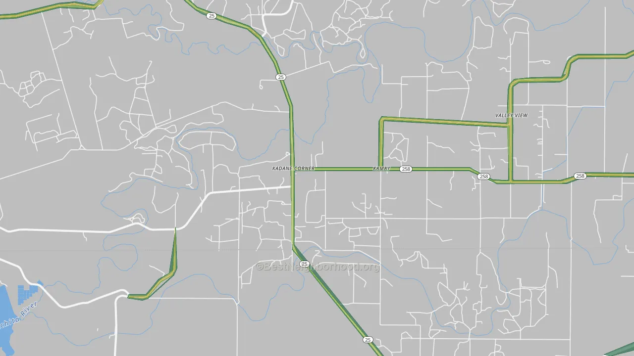 Kadane Corner, TX Map of Noise Levels in Kadane Corner