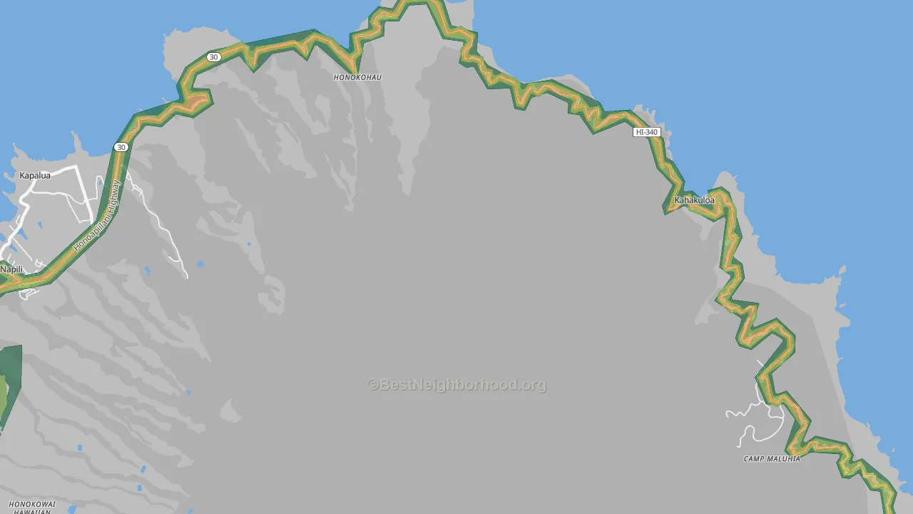 Kahakuloa, HI Map of Noise Levels in Kahakuloa
