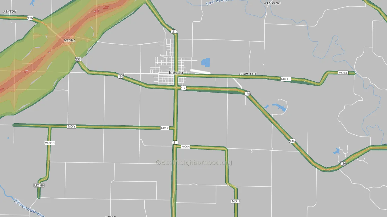 Kahoka, MO Map of Noise Levels in Kahoka
