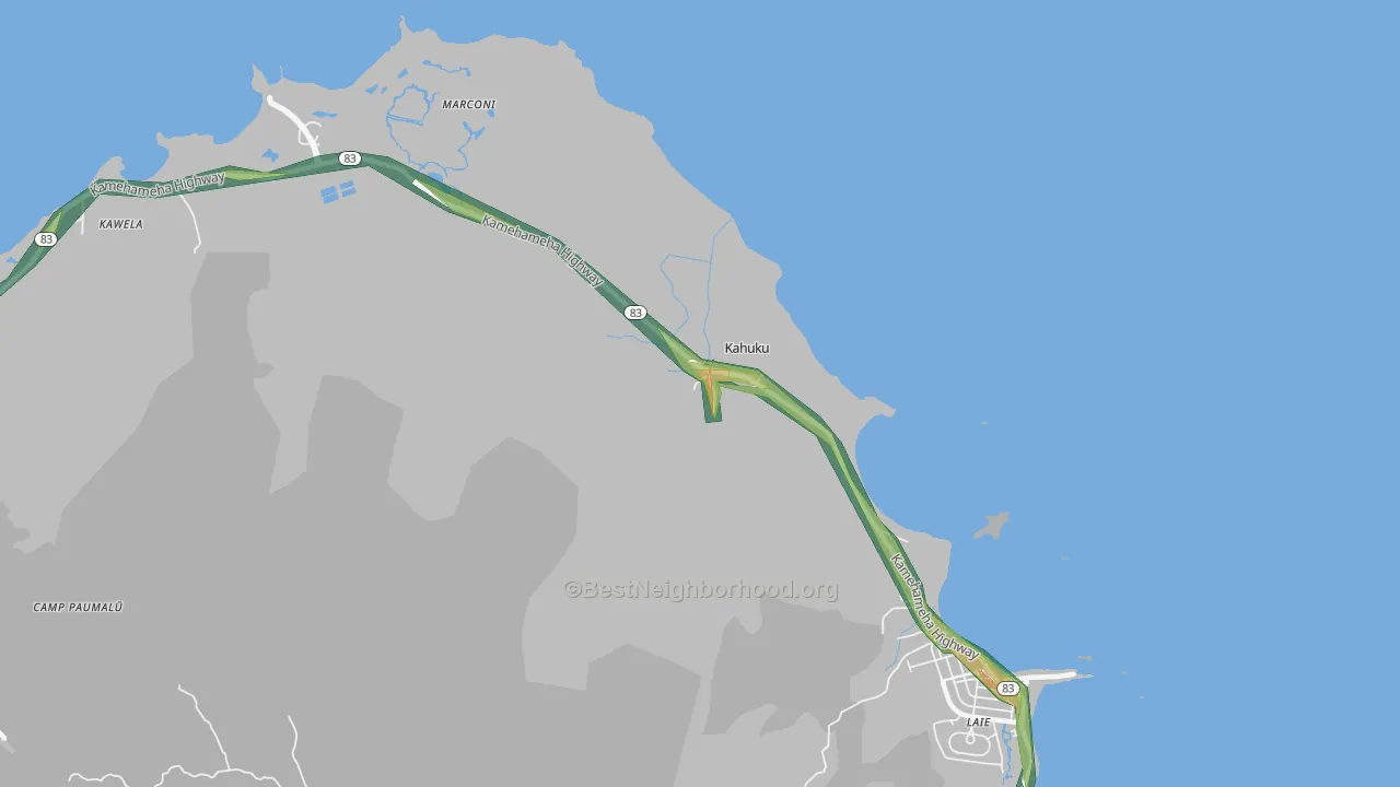 Kahuku, HI Map of Noise Levels in Kahuku