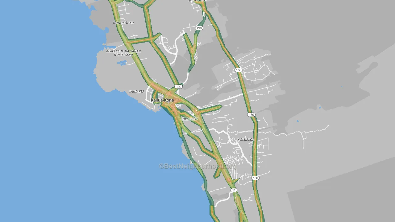 Kailua Kona, Kailua-Kona, HI Map of Noise Levels in Kailua Kona