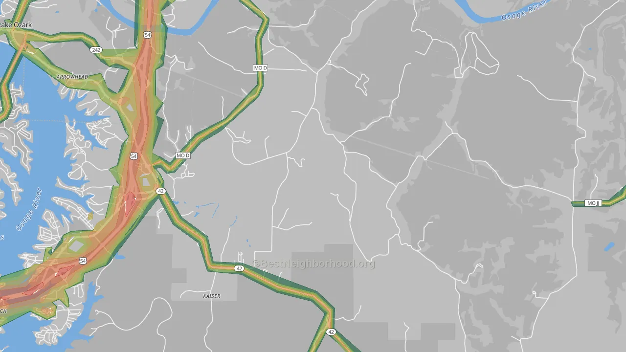 Kaiser, MO Map of Noise Levels in Kaiser