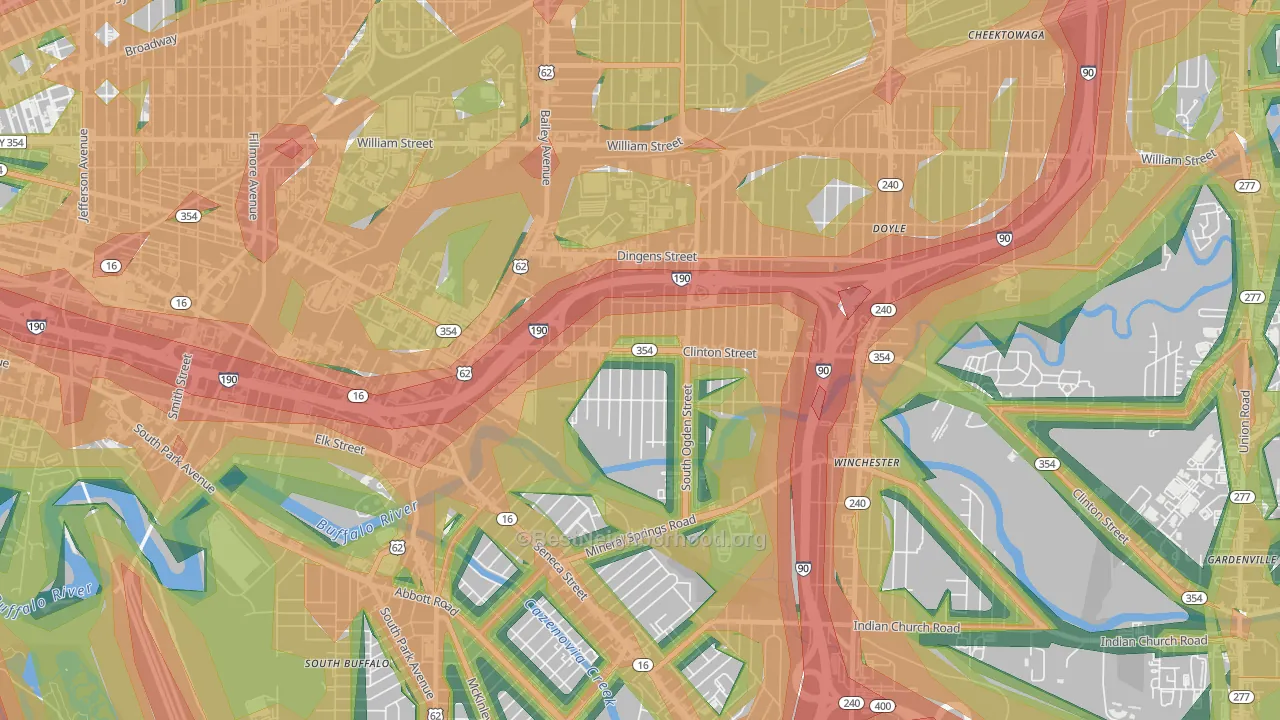 Kaisertown, Buffalo, NY Map of Noise Levels in Kaisertown