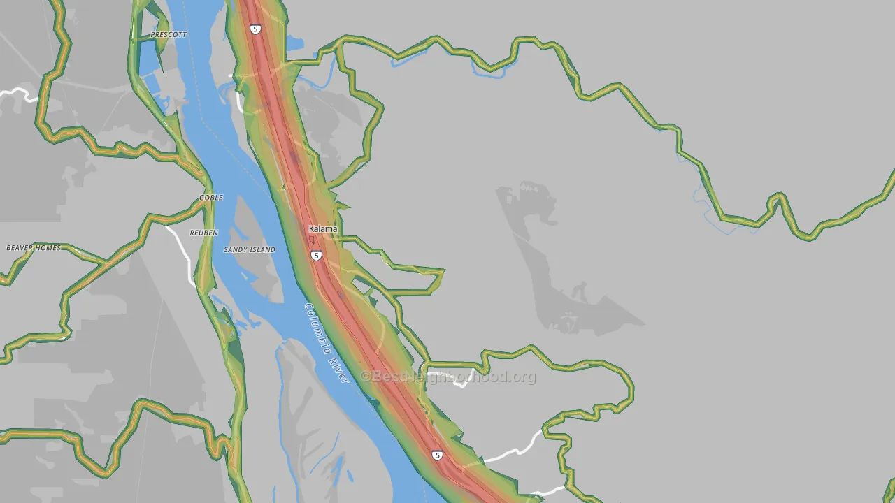Kalama, WA Map of Noise Levels in Kalama