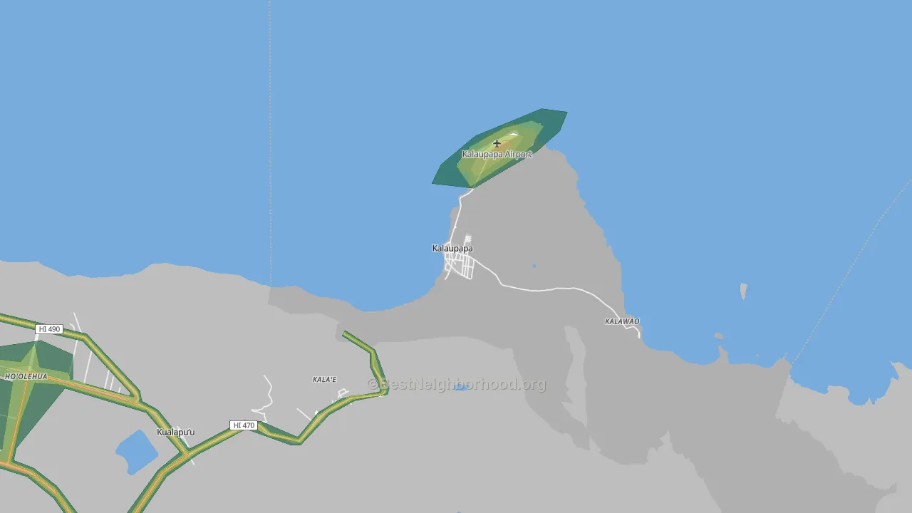 Kalawao County, HI Map of Noise Levels in Kalawao County
