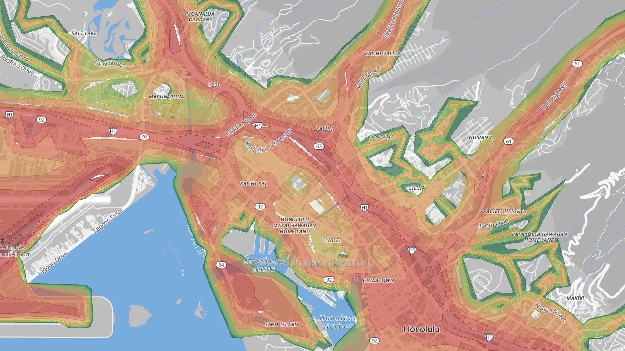 Kalihi-Palama, Honolulu, HI Map of Noise Levels in Kalihi-Palama