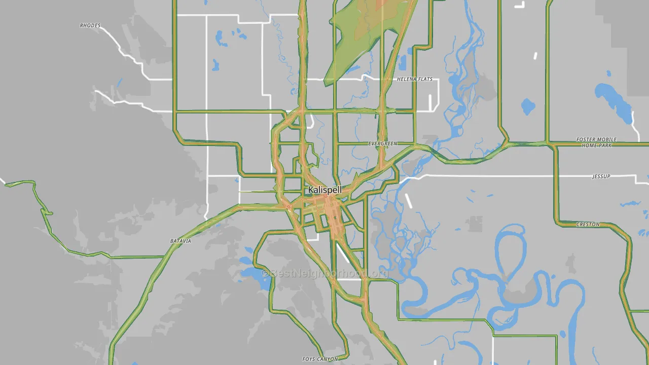 Kalispell, MT Map of Noise Levels in Kalispell