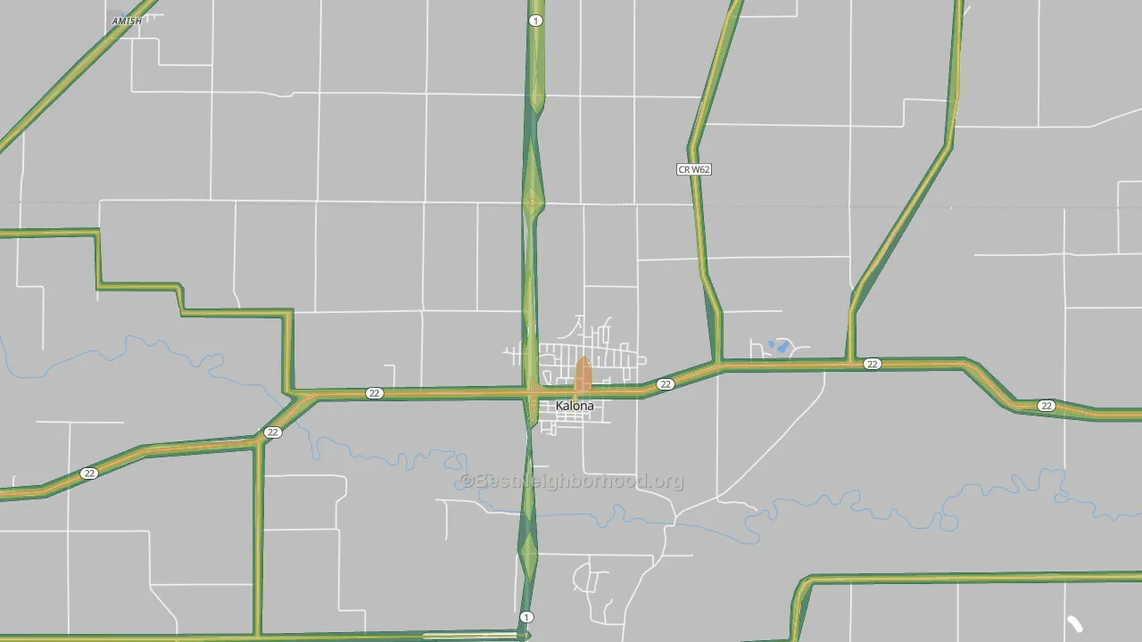 Kalona, IA Map of Noise Levels in Kalona