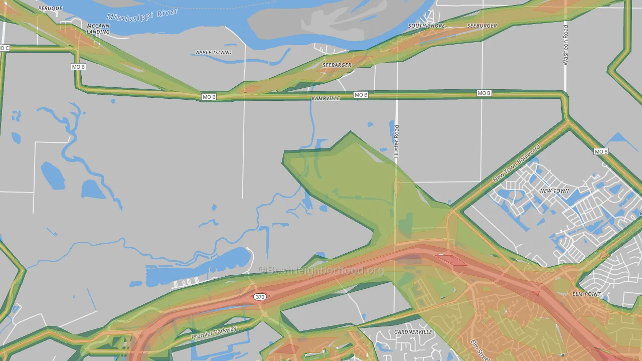 Kampville, MO Map of Noise Levels in Kampville