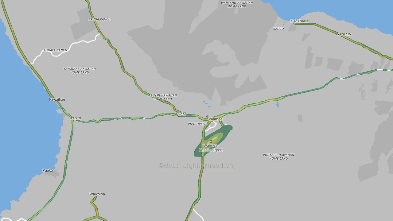 Kamuela, Waimea, HI Map of Noise Levels in Kamuela
