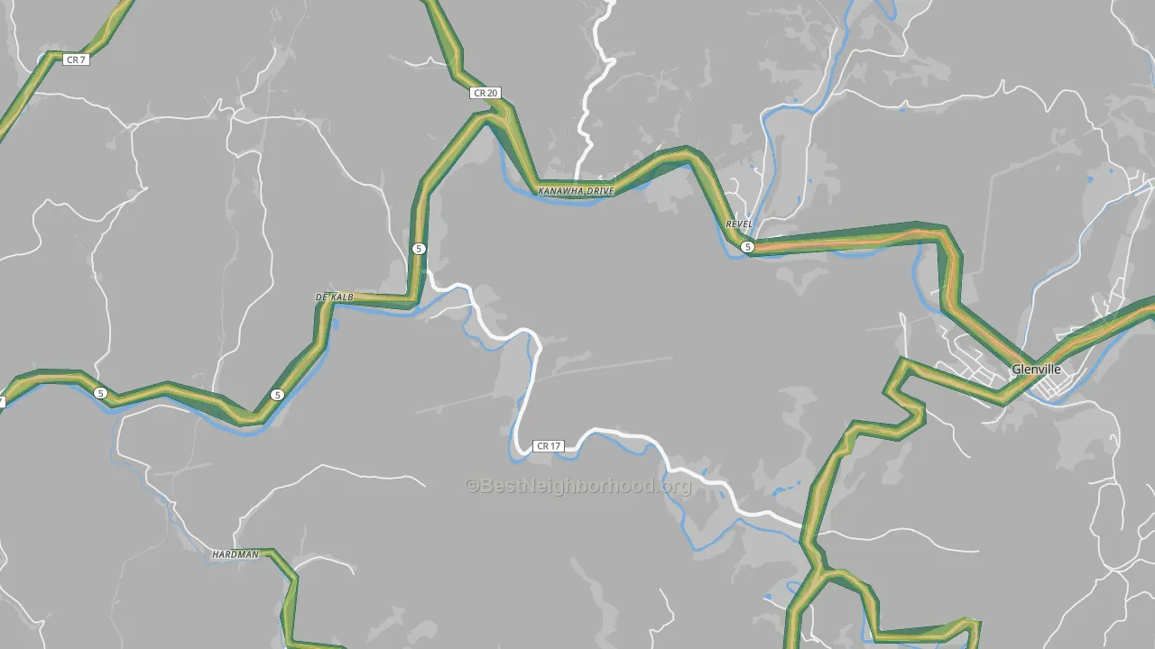 Kanawha Drive, WV Map of Noise Levels in Kanawha Drive