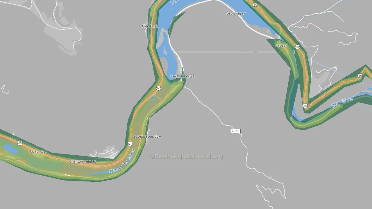 Kanawha Falls, WV Map of Noise Levels in Kanawha Falls