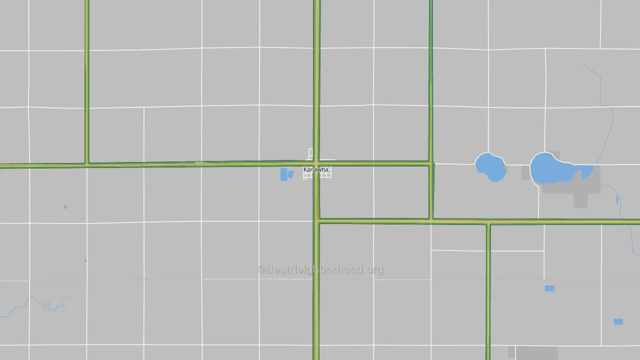 Kanawha, IA Map of Noise Levels in Kanawha