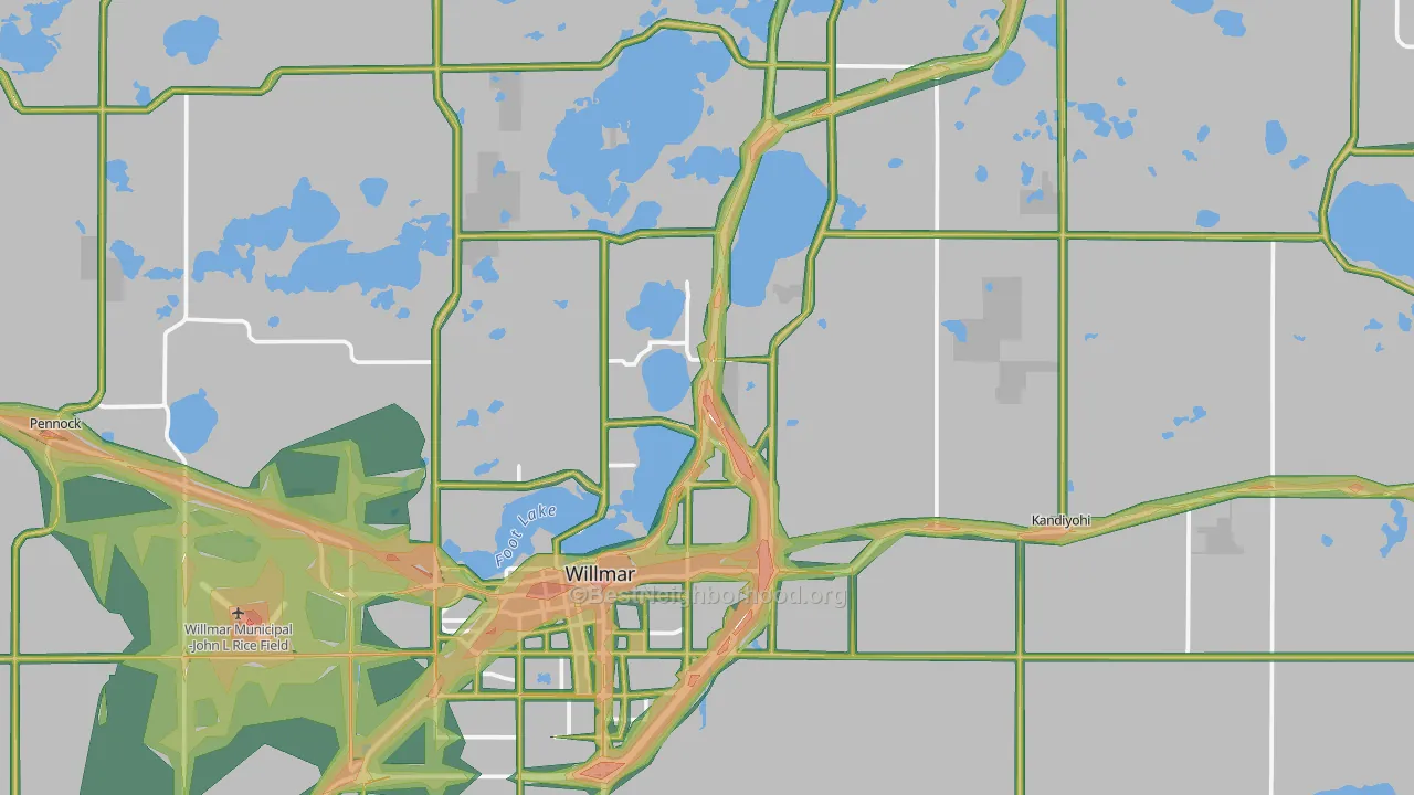 Kandiyohi County, MN Map of Noise Levels in Kandiyohi County