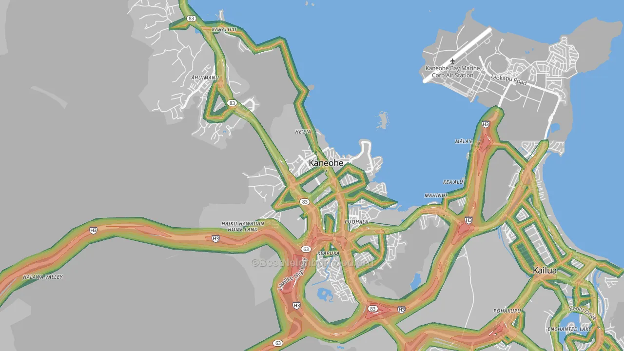 Kaneohe, HI Map of Noise Levels in Kaneohe