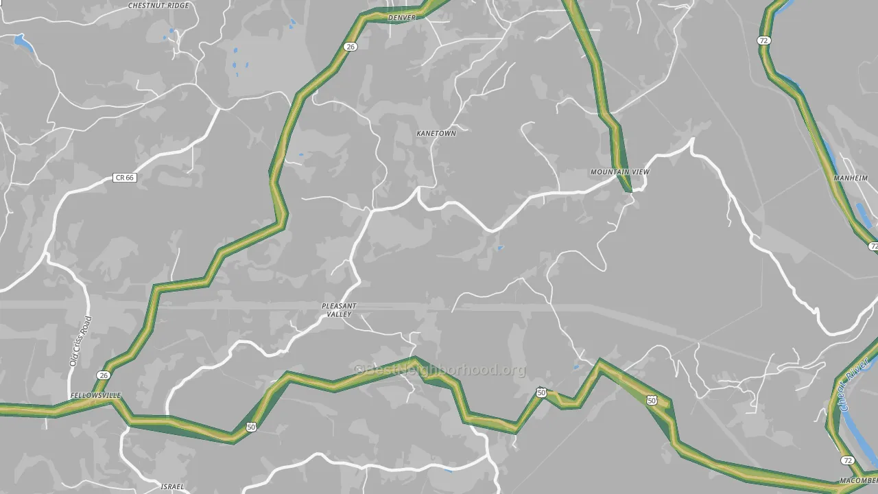 Kanetown, WV Map of Noise Levels in Kanetown