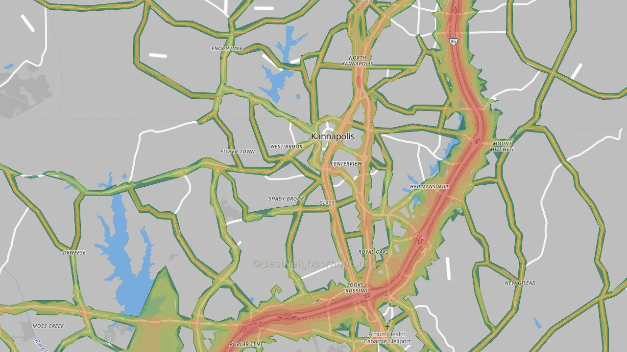 Kannapolis, NC Map of Noise Levels in Kannapolis