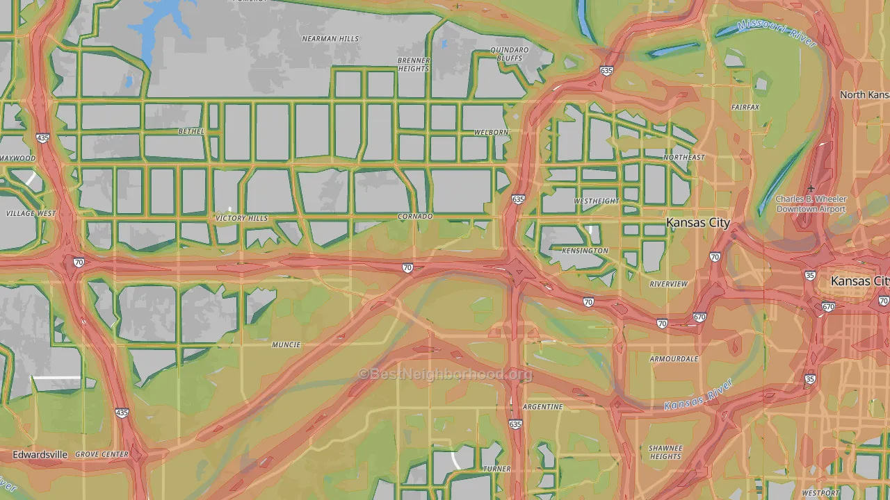 Kansas City, KS Map of Noise Levels in Kansas City