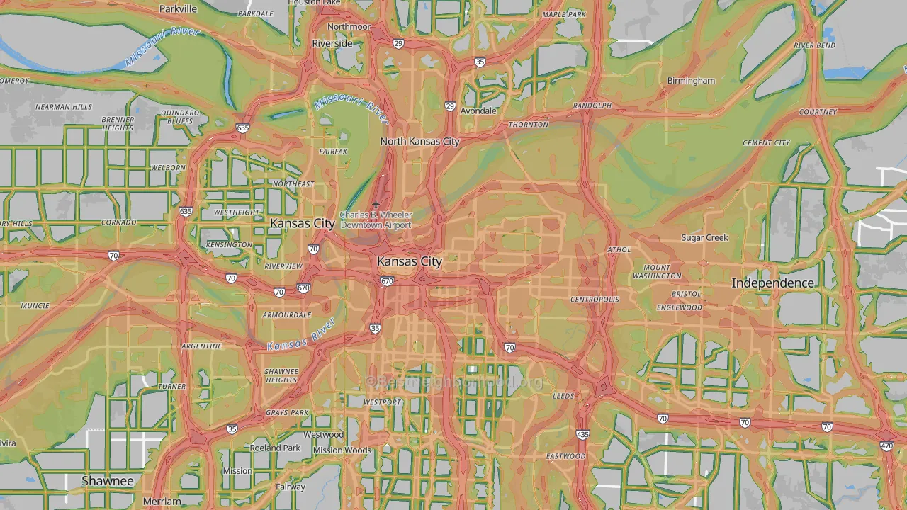 Kansas City, MO Map of Noise Levels in Kansas City