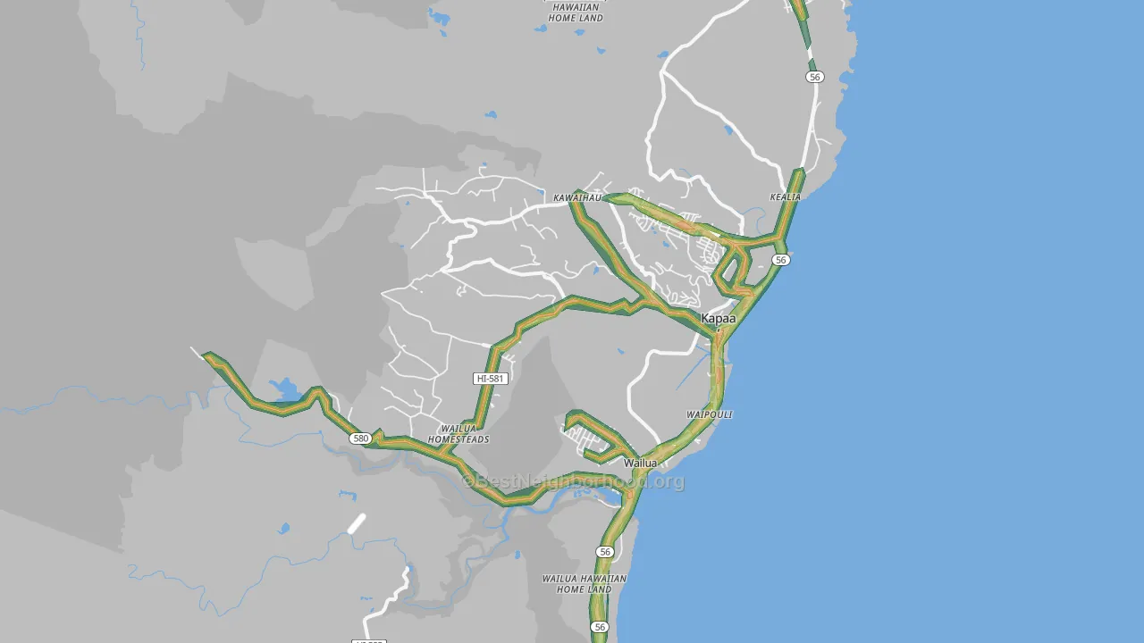 Kapaa, HI Map of Noise Levels in Kapaa