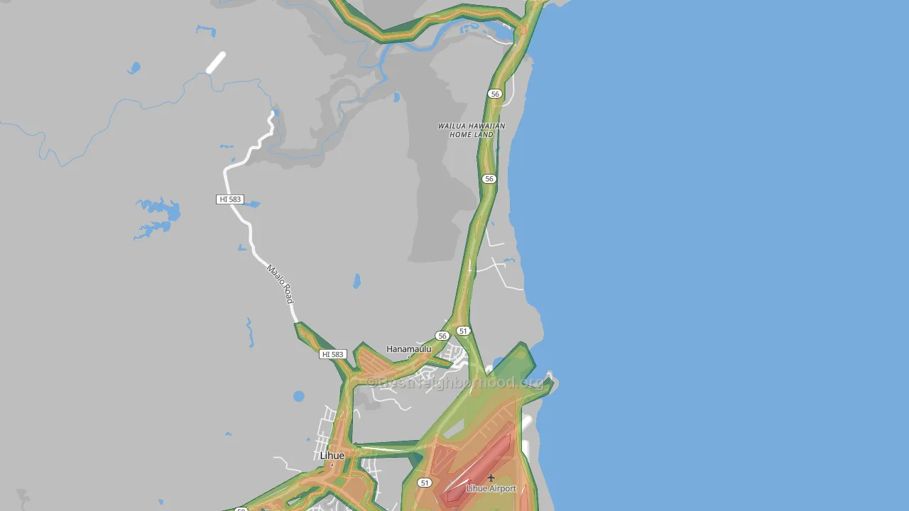 Kapaia, HI Map of Noise Levels in Kapaia