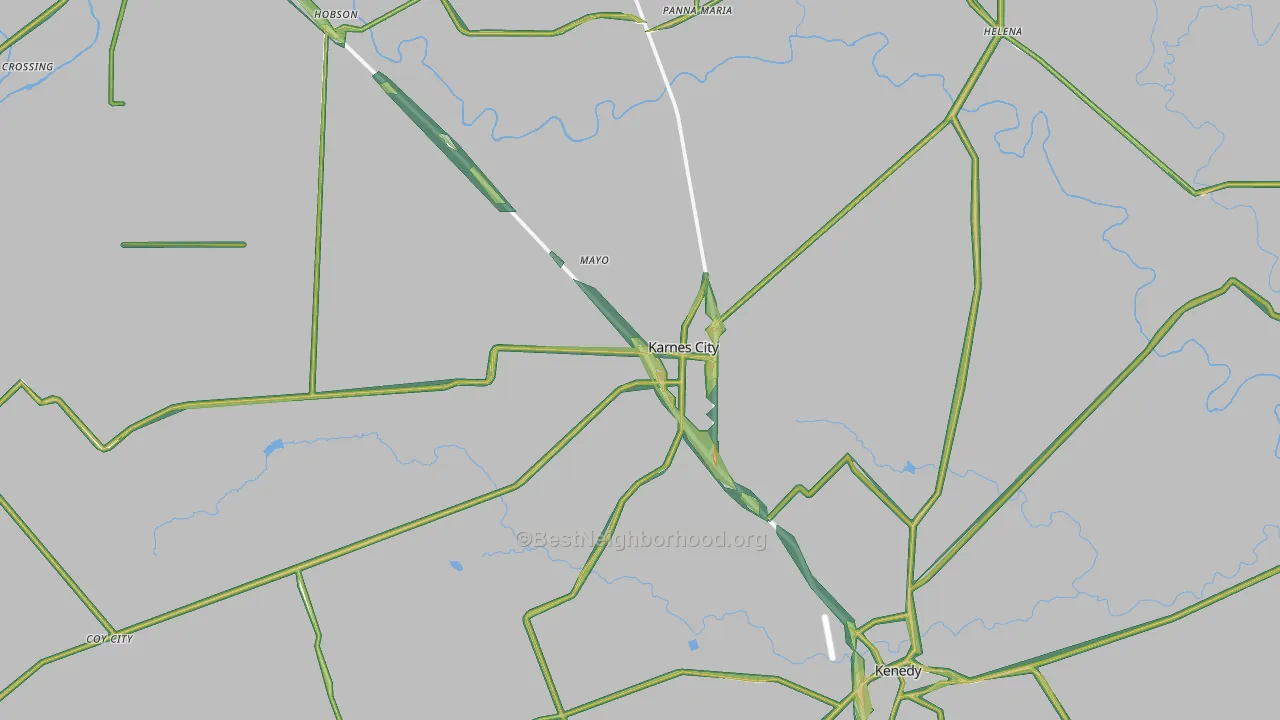 Karnes City, TX Map of Noise Levels in Karnes City