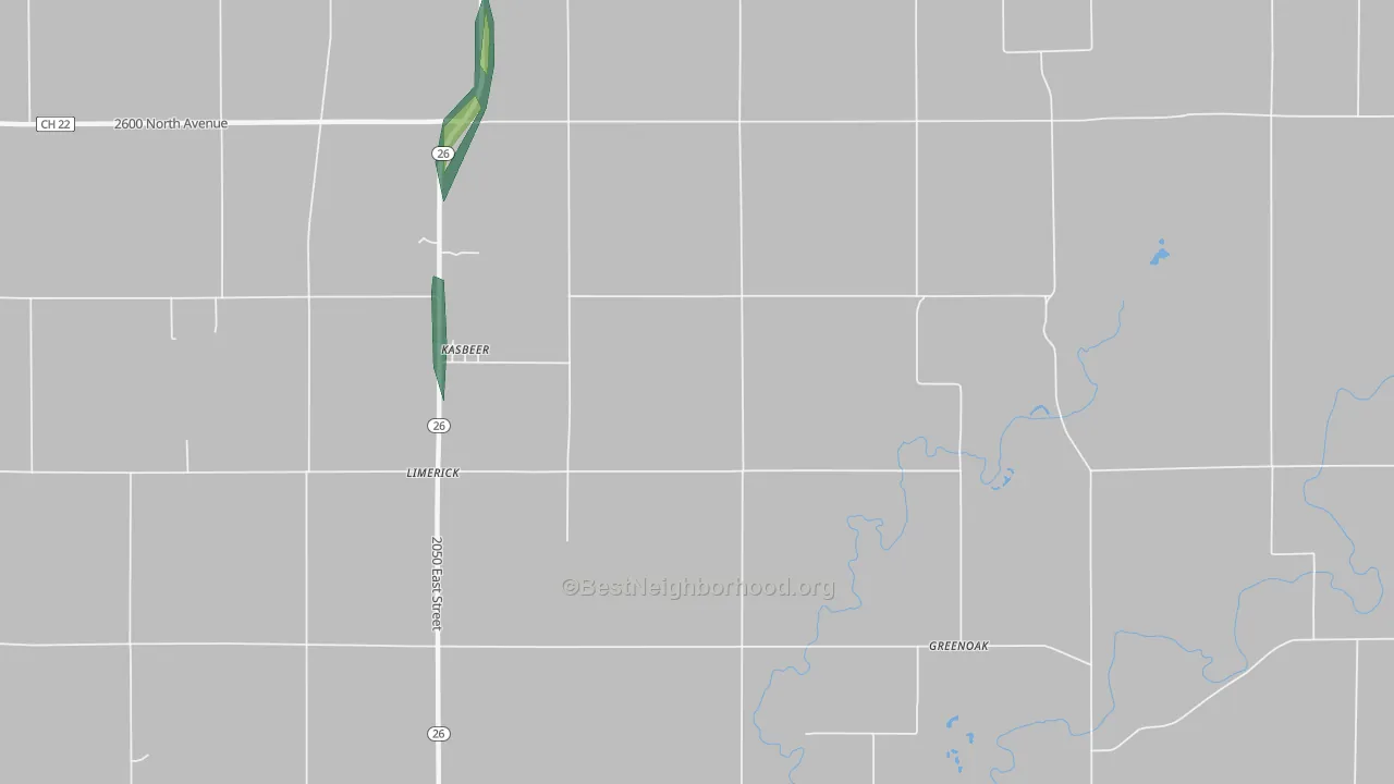 Kasbeer, IL Map of Noise Levels in Kasbeer